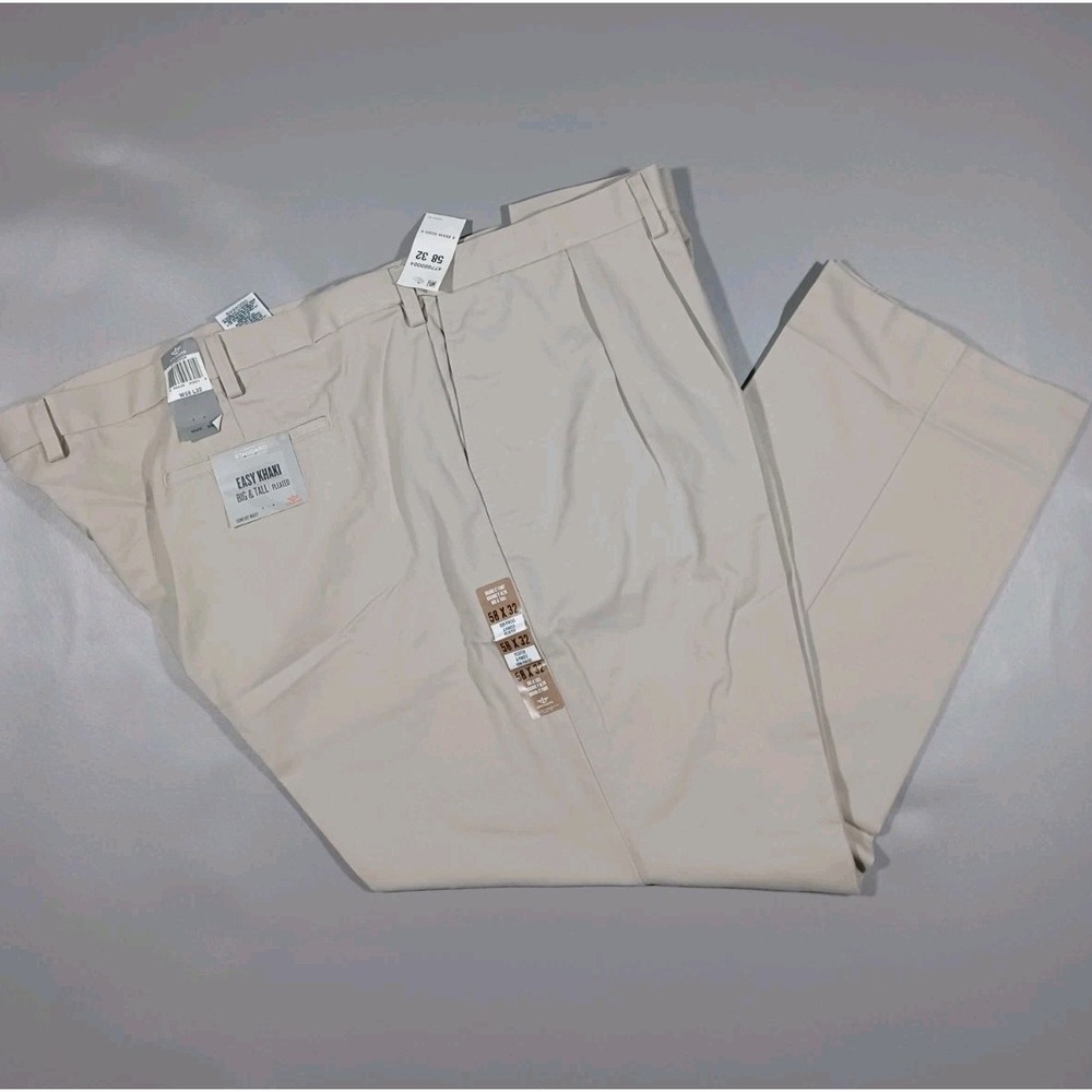Dockers Pants Mens 58x32 Beige Easy Khaki Straight Fit Pleated NWT